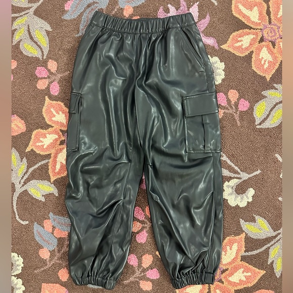 GAP Kids Black Faux Leather Cargo Pants, NWOT - Picture 1 of 7